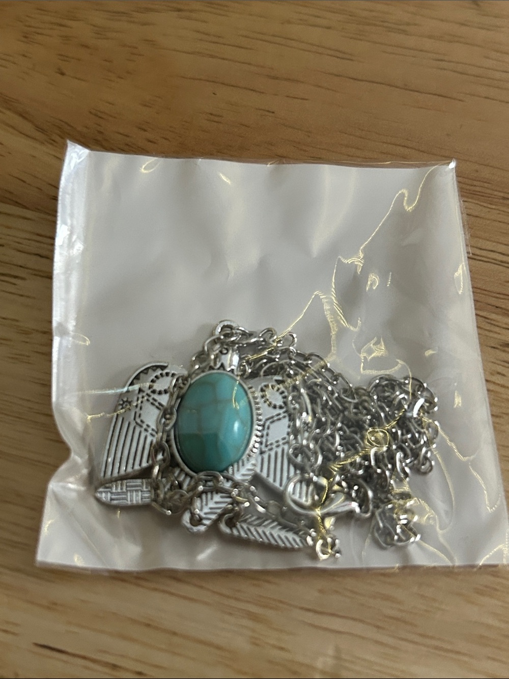 Turquoise Oval Pendant Silver Necklace - Women Jewelry